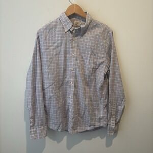 Faherty Shirt Mens Medium Blue Plaid Button Down Long Sleeve Cotton Blend Prep